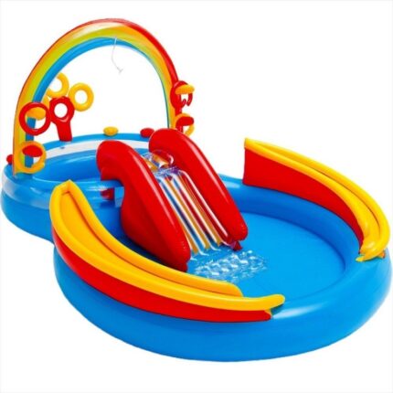 Piscina gonflabila cu tobogan Intex Rainbow ring 206 litri 297 x 193 x 135 cm