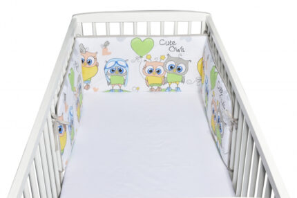 Aparatoare patut 120x60 cm Owls hearts grey