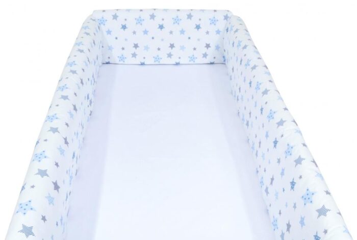 Aparatori laterale maxi pentru patut Blue and Grey Stars White