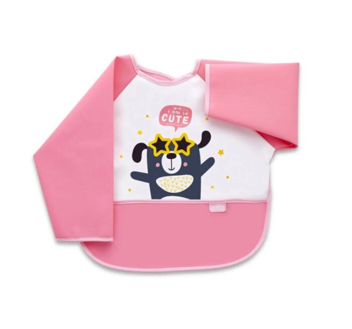 Baveta cu maneci si buzunar BabyJem Polly Bib Pink