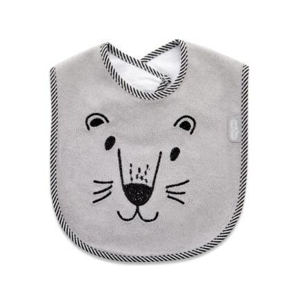 Baveta din bumbac BabyJem Cute animals Grey