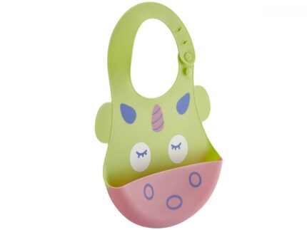 Baveta din silicon Soft Baby Bib Unicorn Green