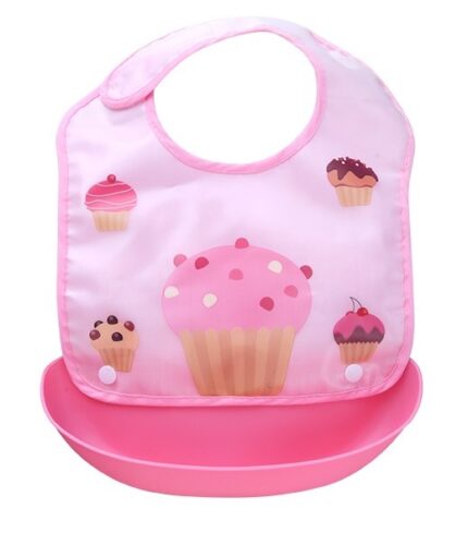 Baveta impermeabila cu buzunar Cupcake Pink