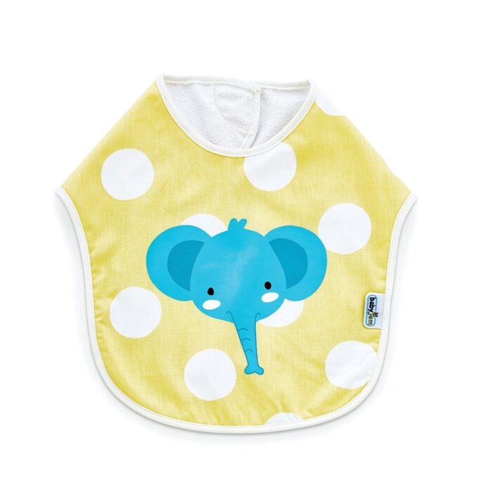 Baveta pentru copii din bumbac Dots Yellow Elephant