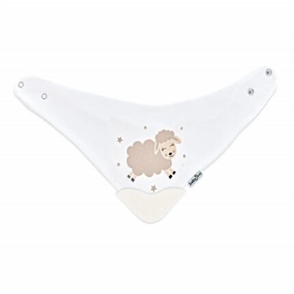 Baveta triunghi cu accesoriu dentitie BabyJem Cowboy Bib Ecru