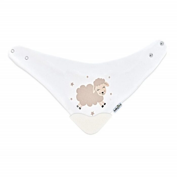 Baveta triunghi cu accesoriu dentitie BabyJem Cowboy Bib Ecru