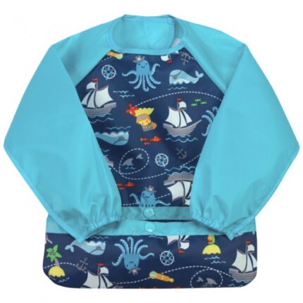 Bavetica multifunctionala cu maneci lungi Green Sprouts Navy Pirates 2T-4T