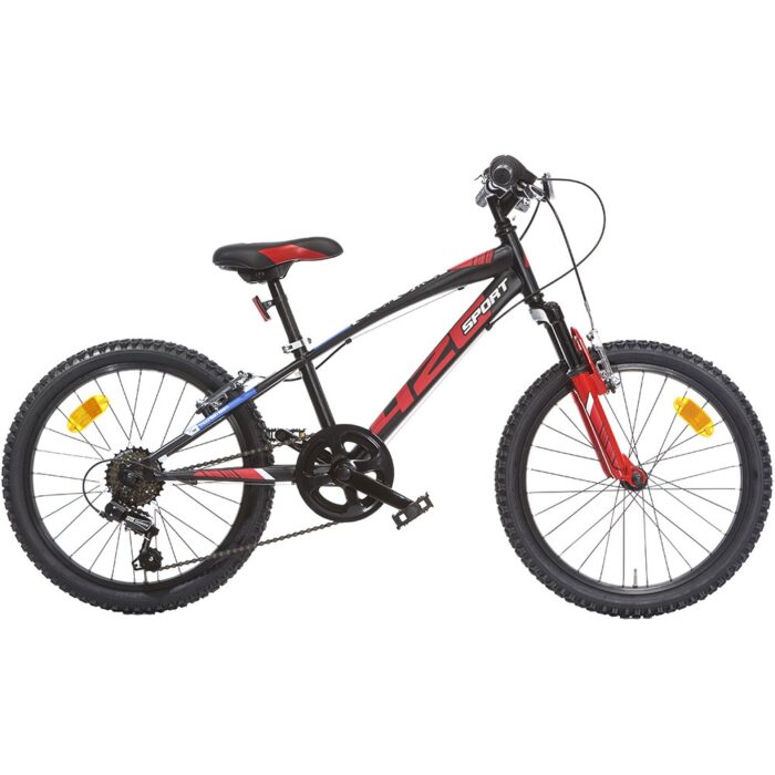 Bicicleta copii Dino Bikes 20 inch MTB baieti sport negru cu 6 viteze si suspensie