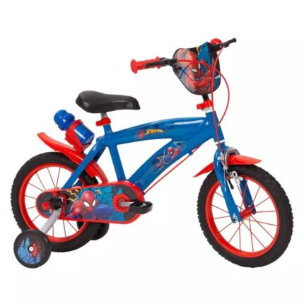 Bicicleta cu roti ajutatoare si sticluta de apa cu suport Spiderman 14 inch