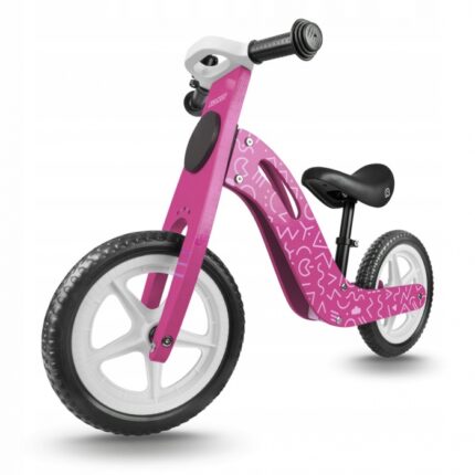 Bicicleta din lemn fara pedale cu roti EVA Ricokids Roz