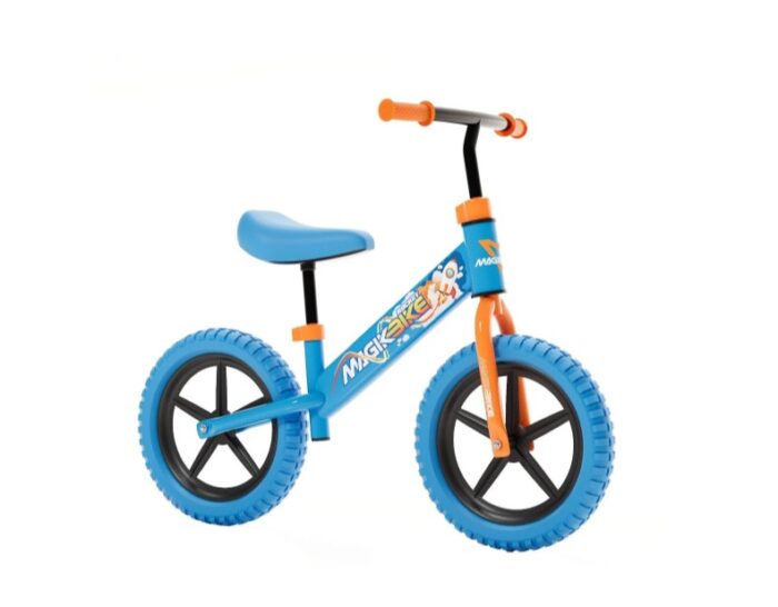 Bicicleta echilibru fara pedale Magik Bikes roti EVA 12 inch reglabila Space Rocket 2-5 ani Albastru cu Portocaliu