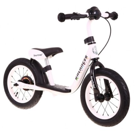 Bicicleta fara pedale cu frana suport picioare si roti gonflabile Balancer SporTrike alb