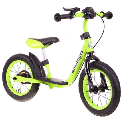 Bicicleta fara pedale cu frana suport picioare si roti gonflabile Balancer SporTrike verde