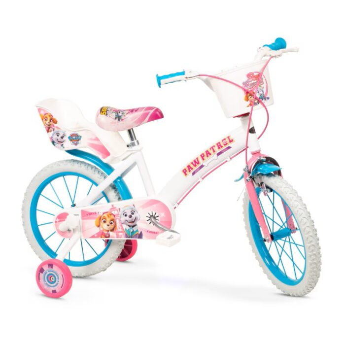 Bicicleta fetite cu roti ajutatoare si cosulet Paw Patrol Girl 14 inch