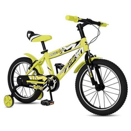 Bicicleta pentru copii 16 inch Magik Bikes StartPro 2 frane de mana roti ajutatoare Galben Neon