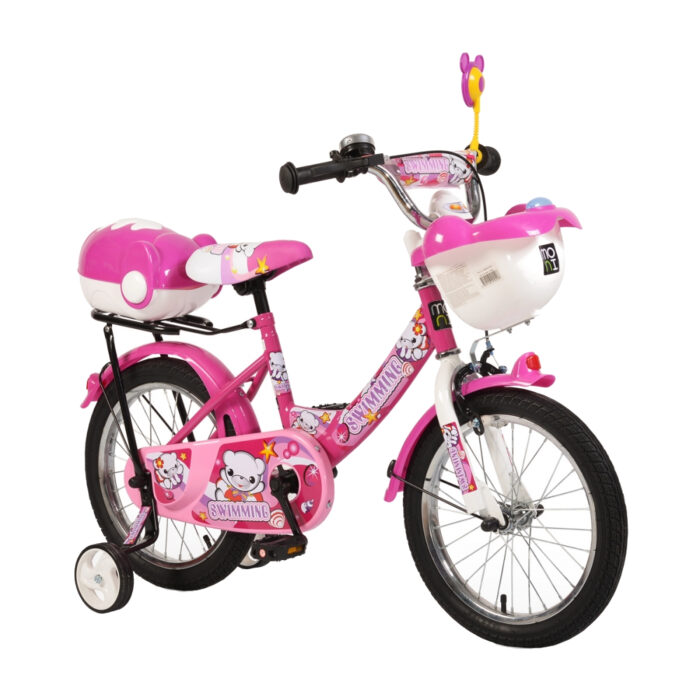 Bicicleta pentru copii cu roti ajutatoare Swimming Pink 16 inch