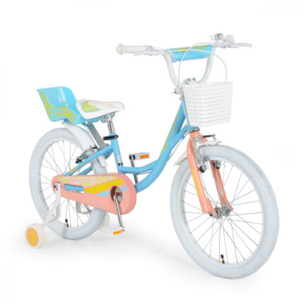 Bicicleta pentru fetite cu roti ajutatoare Byox Fashion Girl Blue 20 inch