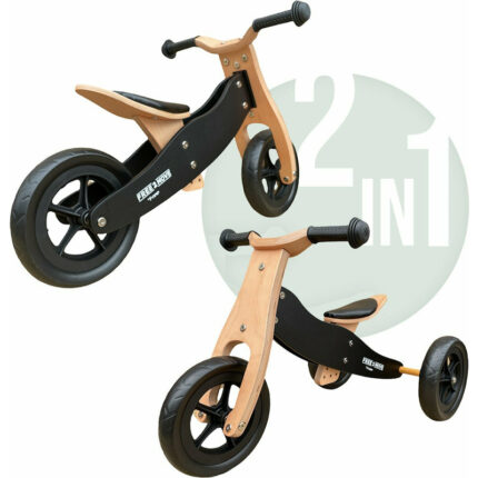 Bicicletatricicleta fara pedale Free2Move din lemn 2 in 1 Brown Black