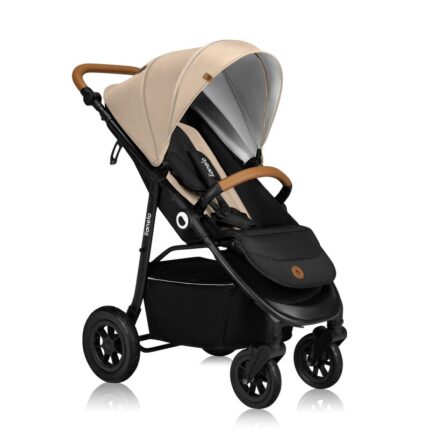 Carucior sport Lionelo Natt de la nastere cu accesorii si capotina XXL reglabila 0-22 kg bej