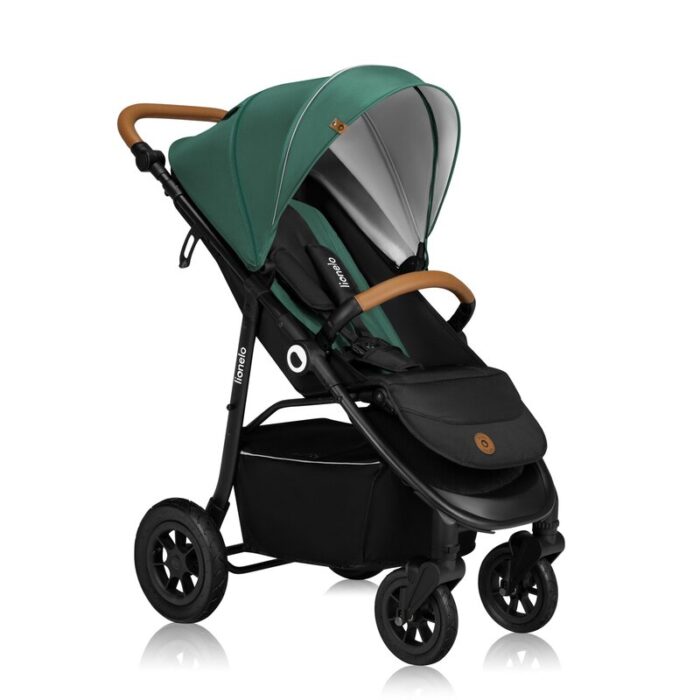 Carucior sport Lionelo Natt de la nastere cu accesorii si capotina XXL reglabila 0-22 kg verde