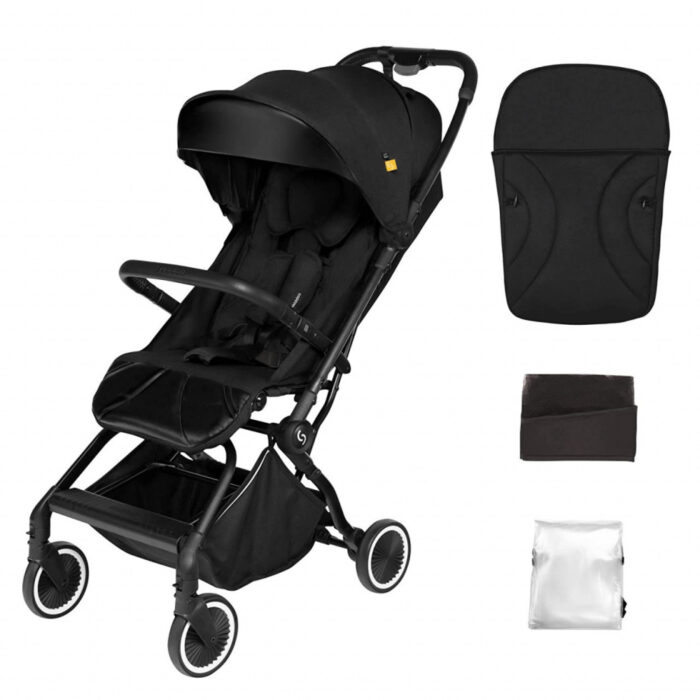 Carucior sport pliabil ultracompact pentru calatorii Espoo+ Onyx Skiddou Negru