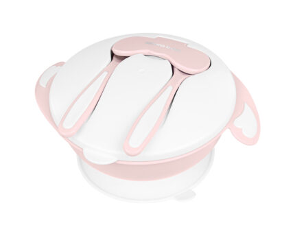 Castron multifunctional cu ventuza si tacamuri incluse 4in1 KikkaBoo Bowl Pink