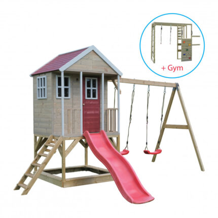 Casuta Nordic Adventure House cu loc pentru nisip tobogan leagan dublu modul sport Wendi Toys