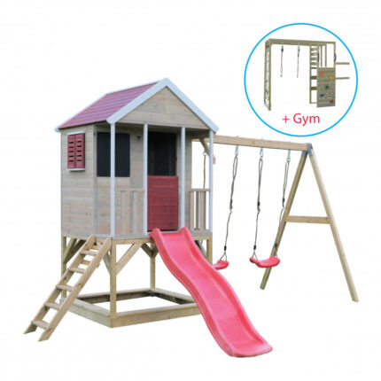 Casuta Summer Adventure House cu loc pentru nisip tobogan leagan dublu modul sport Wendi Toys