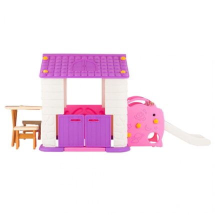 Casuta copii 3 in 1 deluxe cu tobogan masuta si bancute Edu Play Violet