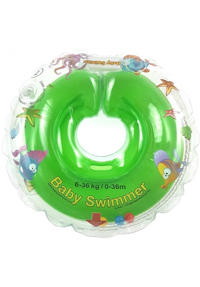 Colac de gat pentru bebelusi Babyswimmer verde cu zornaitoare 6-36 luni