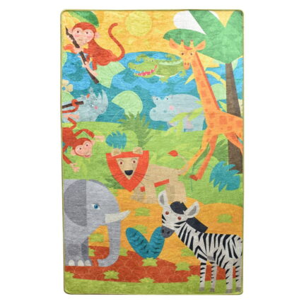 Covor antiderapant pentru copii Animals 150x200 cm