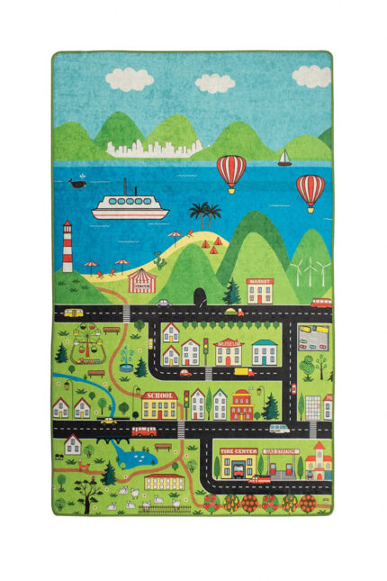 Covor antiderapant pentru copii Happy City 150x200 cm