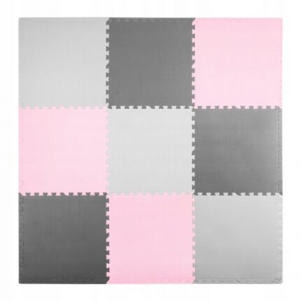 Covoras de joaca tip puzzle 180x180 cm Ricokids RozGri