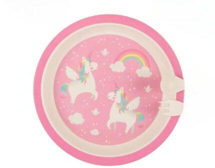 Farfurie Sass and Belle din bambus Unicorn