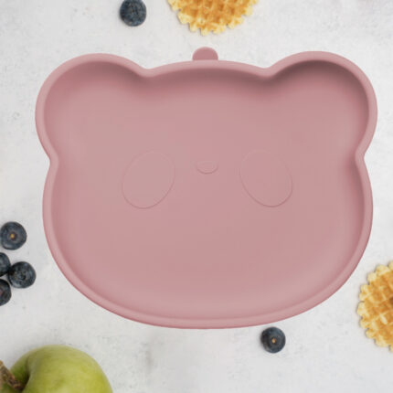 Farfurie din silicon cu ventuza AppeKids The Little Bear Old Rose