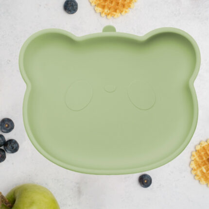 Farfurie din silicon cu ventuza AppeKids The Little Bear Raw Green