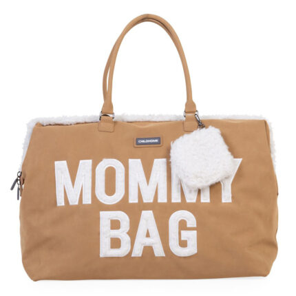 Geanta de infasat Childhome Mommy Bag aspect piele intoarsa bej