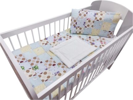 Lenjerie MyKids Mini Patratel multicolor buline maro 4 piese 120x60