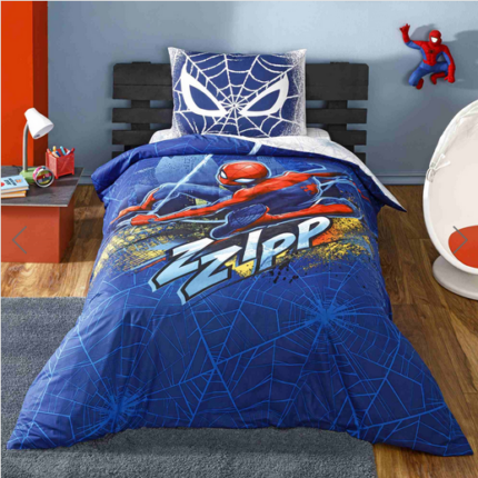 Lenjerie de pat Tac 3 piese Disney Spiderman Blue