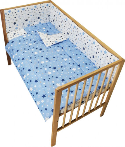 Lenjerie patut cu 2 fete si 4 piese 120x60 cm Nichiduta Blue Stars