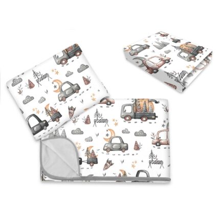 Lenjerie patut cu 3 piese MimiNu 120x60 cm din bumbac Cars Grey