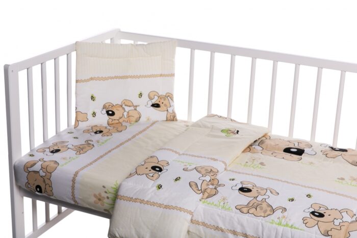 Lenjerie patut cu 3 piese Puppy Beige