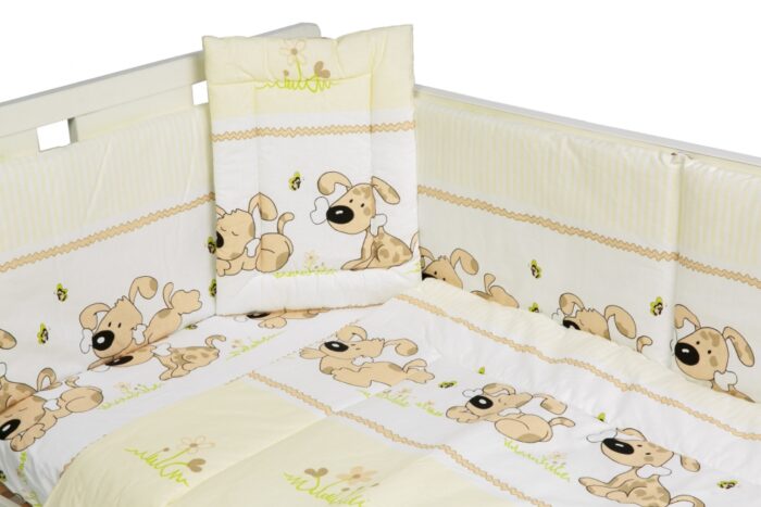 Lenjerie patut cu 4 piese Puppy Beige