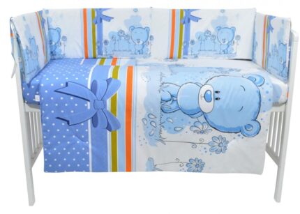 Lenjerie patut cu 5 piese Blue Bear with ribbon