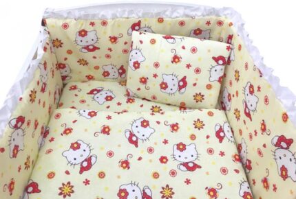 Lenjerie patut cu 5 piese Croitoria Noastra Hello Kitty 120x60 cm