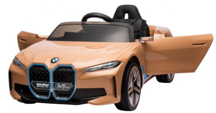 Masinuta electrica 12V cu scaun piele si roti EVA BMW I4 Brown