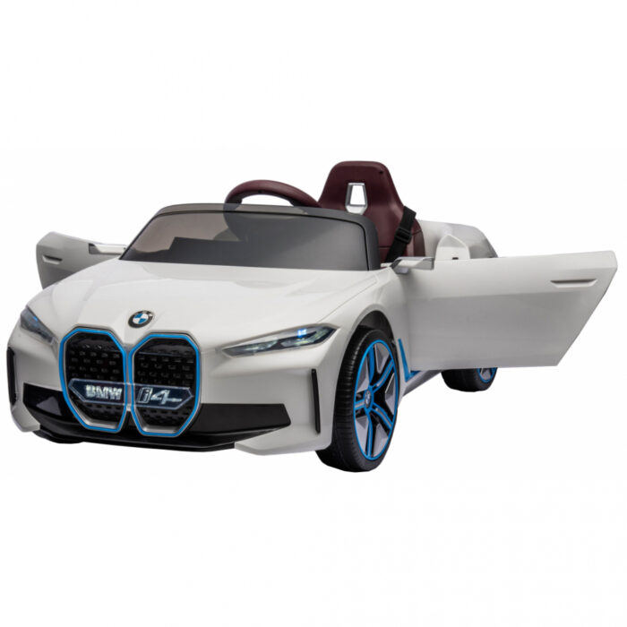 Masinuta electrica 12V cu scaun piele si roti EVA BMW I4 White