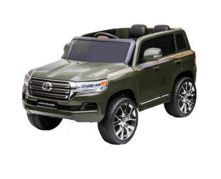 Masinuta electrica cu roti EVA si scaun din piele Toyota Landcruiser Army Green