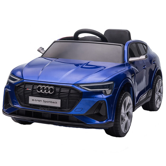 Masinuta electrica cu roti Eva si scaun piele Audi E Tron Paint Blue