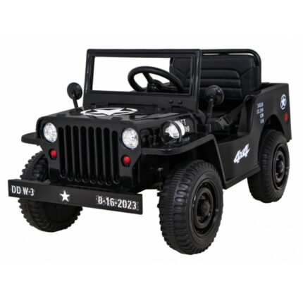 Masinuta electrica cu telecomanda Military Retro 4x4 negru